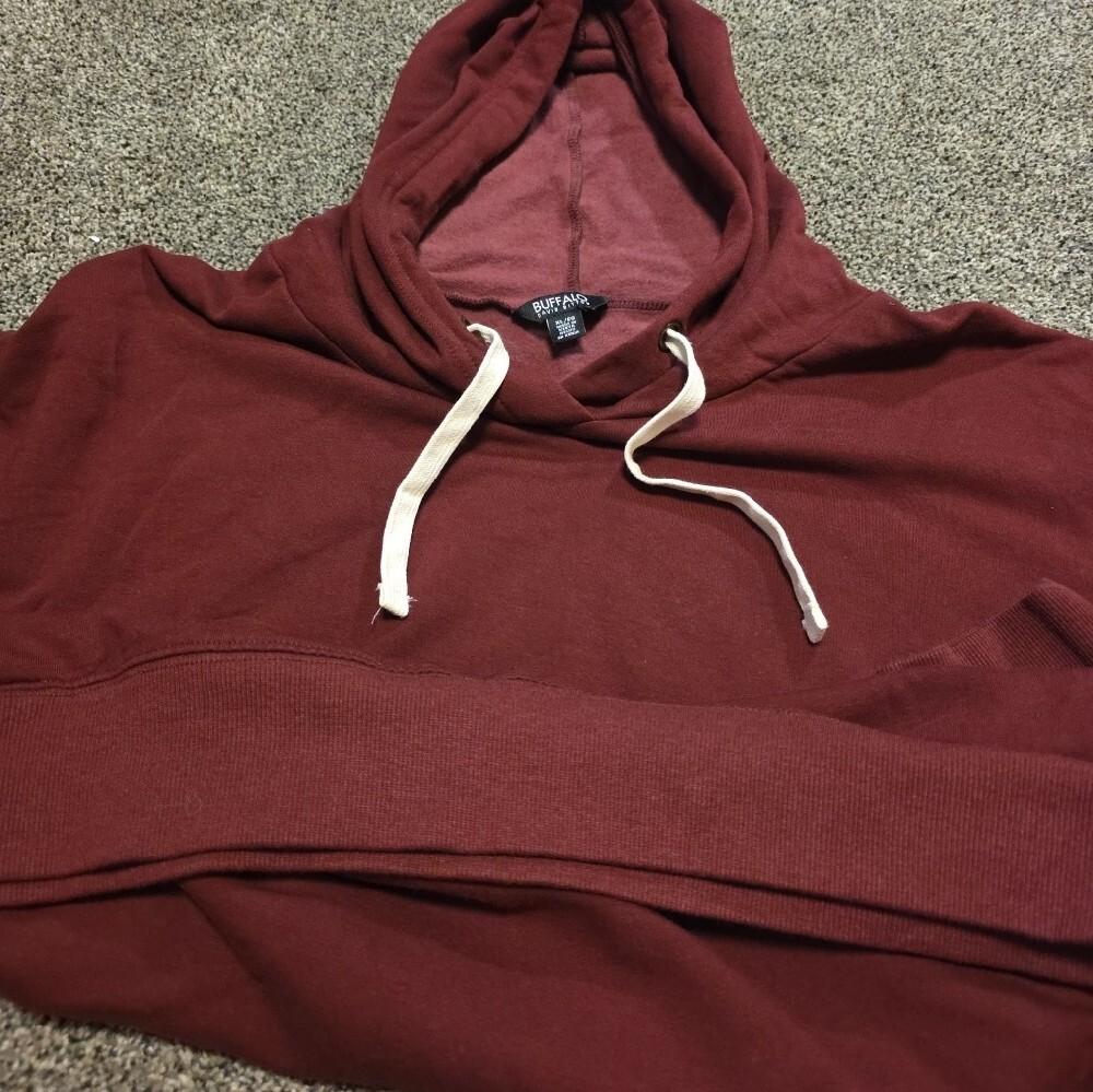 Women's Maroon Hooded Pullover Sweatshirt - Picture 4 of 4